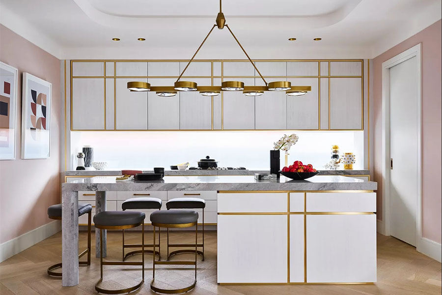 ağ rəngində m&uuml;asir mətbəx mebeli