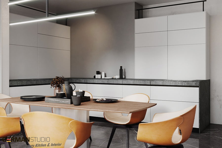ağ rəngli modern mətbəx mebeli