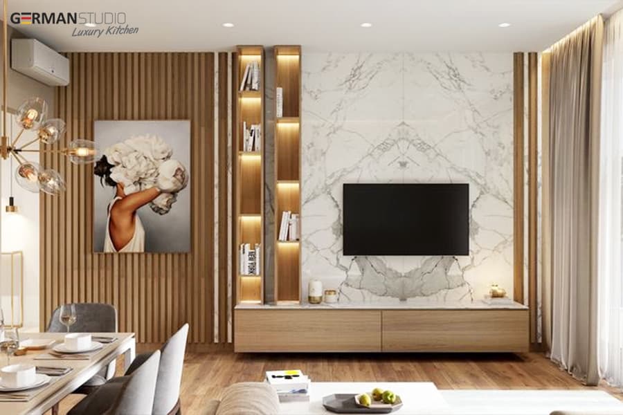 kamin ilə tv stend modeli